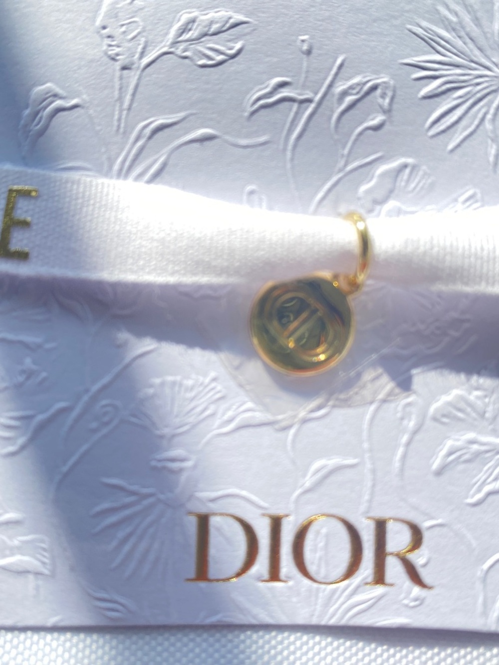 Dior J'adore White Gold-Tone Cord Charm Bracelet Adjustable Signed